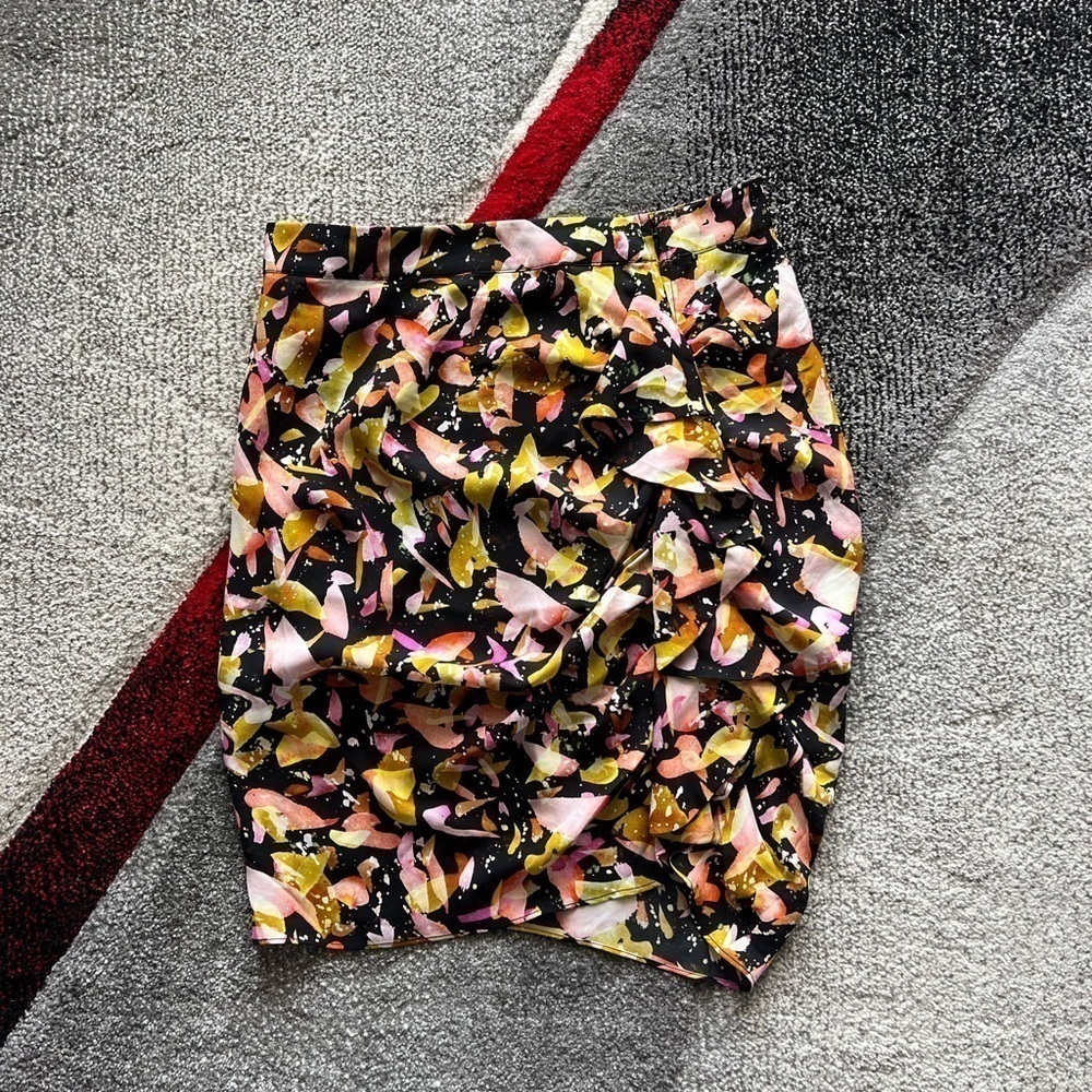 Marie Oliver Rachel Ruched Silk Fruity Print Mini Skirt